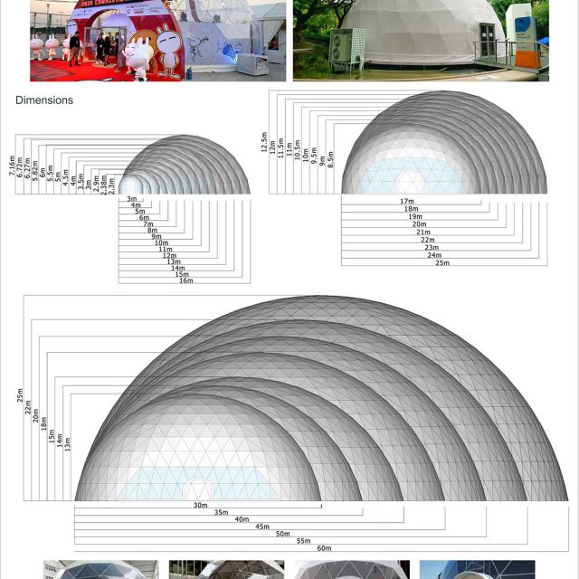 3m 60m Span Geodesic Dome Tents 